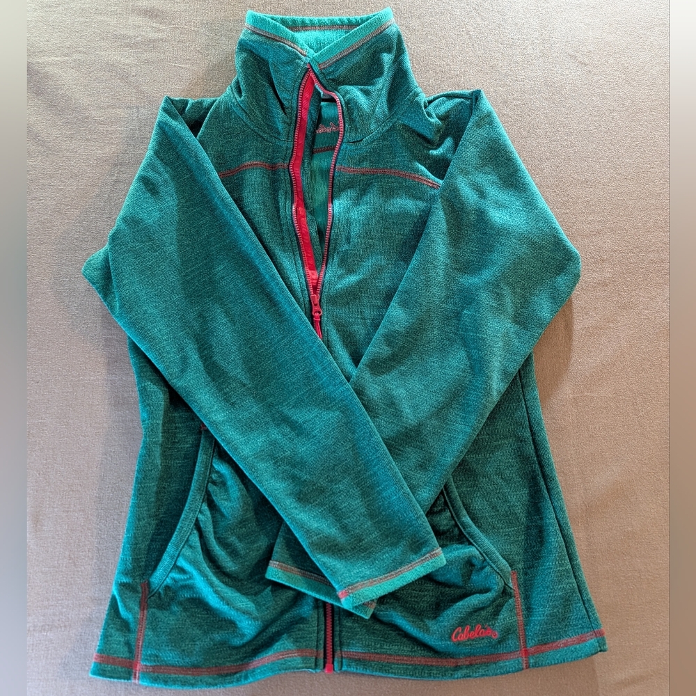 Cabela's Women's Teal/Red Full Zip Basic Activewear Jacket Small Regular